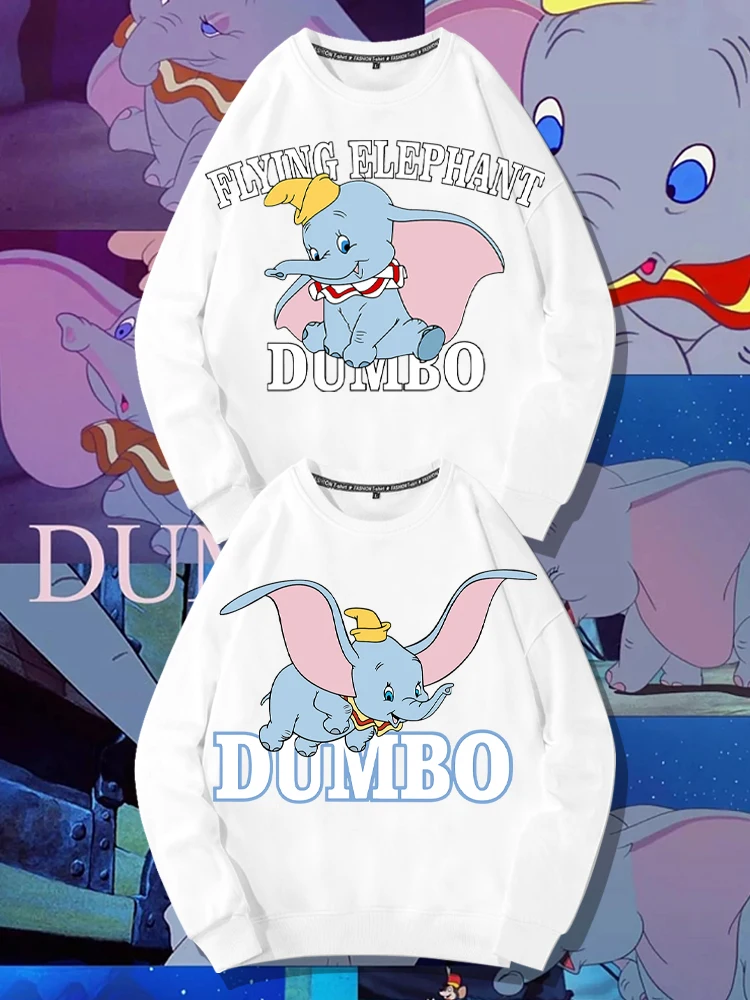 Disney Dumbo Cartoon Anime Printing Men's and women's round neck pullovers Autumn and Winter Couple's clothing pullover