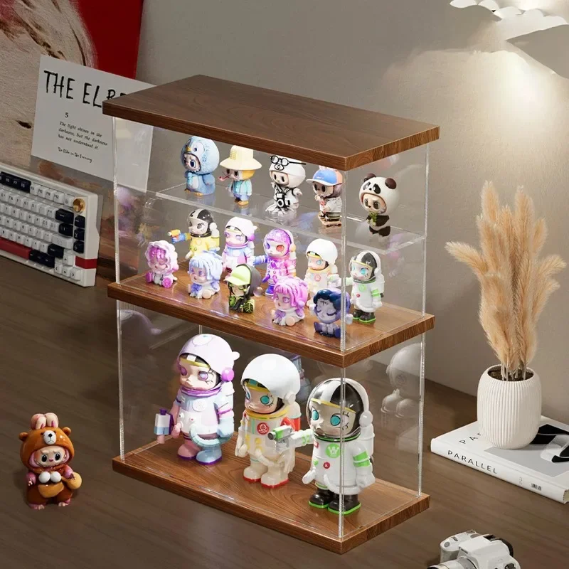 Acrylic Display Case W/h Light for Collectibles Figures,Clear Storage Box W/h Removable Dustproof Showcase