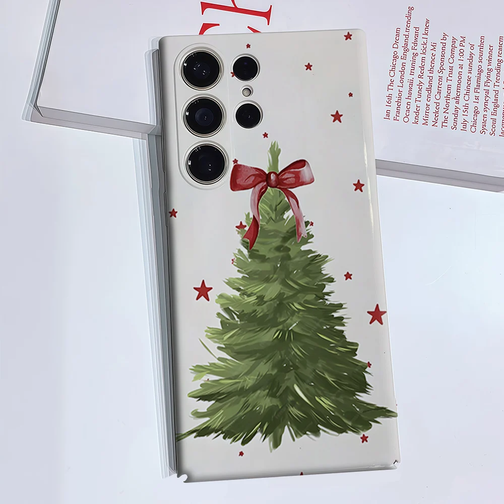 Xmas Stickers Phone Case for Samsung Galaxy S26 S25 S24 S23 Ultra Plus Luxury Double-layer anti-fall Back Cover