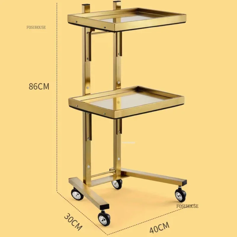 Stainless Steel Barber Shop Drawers Folding Salon Trolleys Beauty Salon Perm Dyeing Trolley Mobile Tool Cart For Salon Furniture