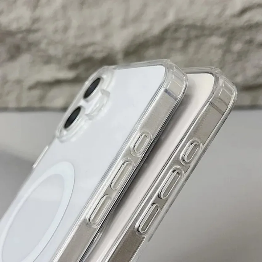 Original Magnetic Transparent Phone Case For iPhone 17 18 16 15 14 13 12 11 Pro Max Plus 16e E For Magsafe Silicone Cover Funda