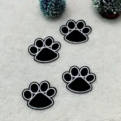 2PCs Cute Black Footprint Dog Paw Patch Iron On Embroidered Patches Stickers for Kid T Shirt Coat Hat Shoes 4.2x5.1cm