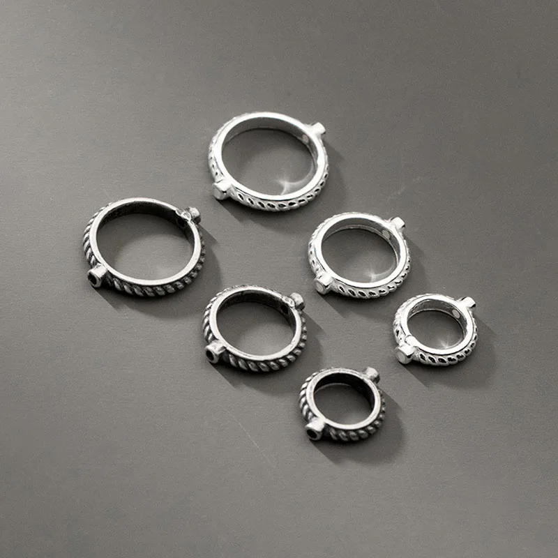 1pc/Lot 925 Sterling Silver Round Bead Spacer Cover Fit 6mm 8mm 10mm S925 Silver Encircle Frame Beading Charms DIY Jewelry Make