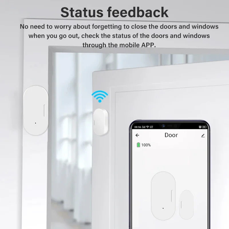 Tuya-Sensor de puerta inteligente Zigbee, Detector de puerta abierta/cerrada, alarma de casa, protección de seguridad, Control de vida inteligente a través de Alexa y Google Home