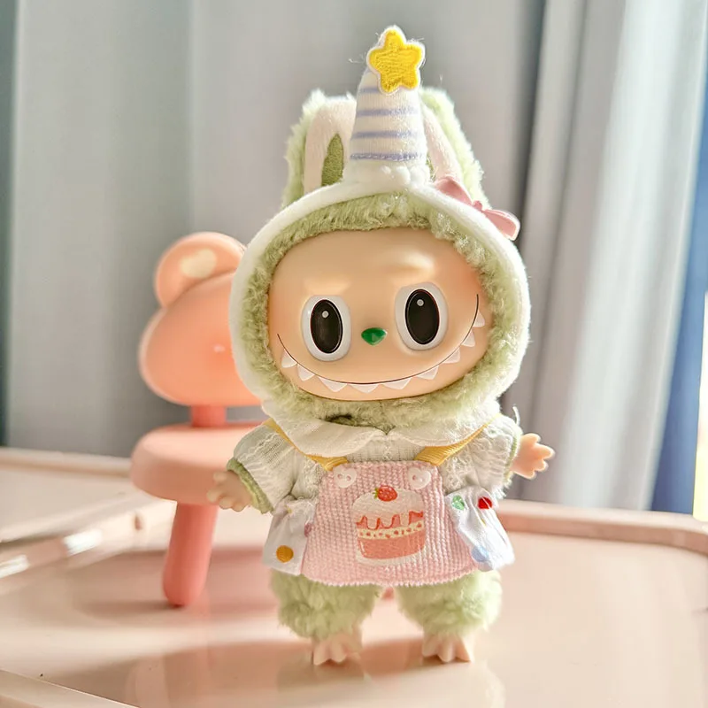 

15cm/17cm Labubu I II Dolls Clothes Cute Dot Powder Cake Skirt Clothing Accessories Plush Doll'S Clothes