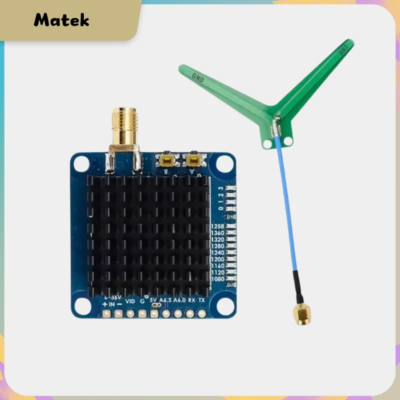 

Matek Video Transmitter 2W VTX-1G3TE 1.2GHz 1.3GHz 2000mW 9CH With Tramp VTX Control For FPV Long Range Drones