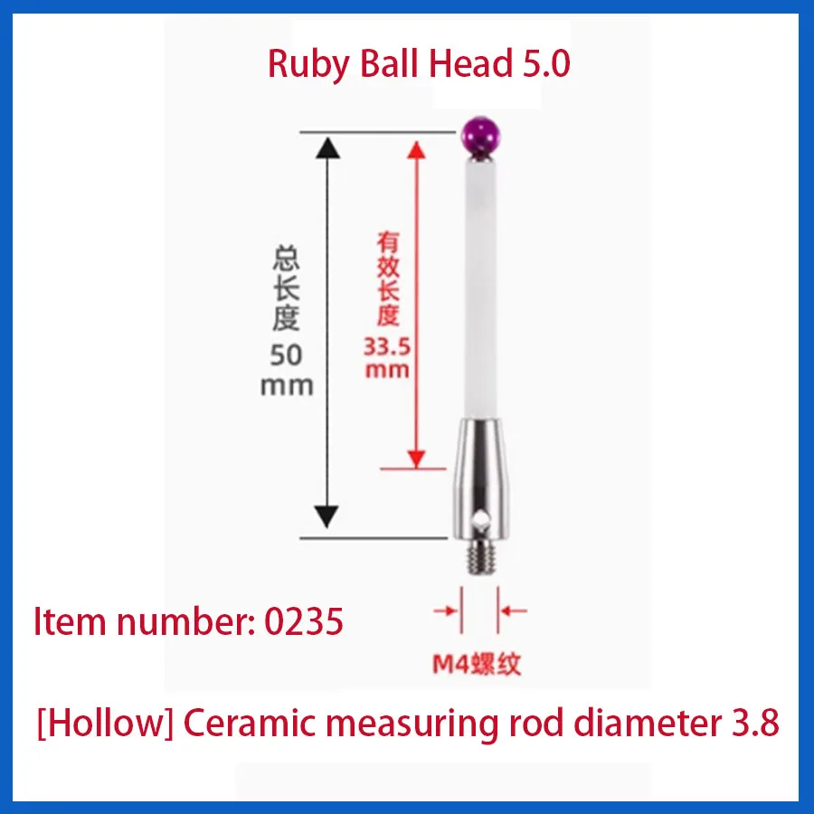 

Измерительный щуп для станков с ЧПУ, керамический, с рубиновым наконечником M4, A-5000-3709/3712, Renishaw, 6.0 мм