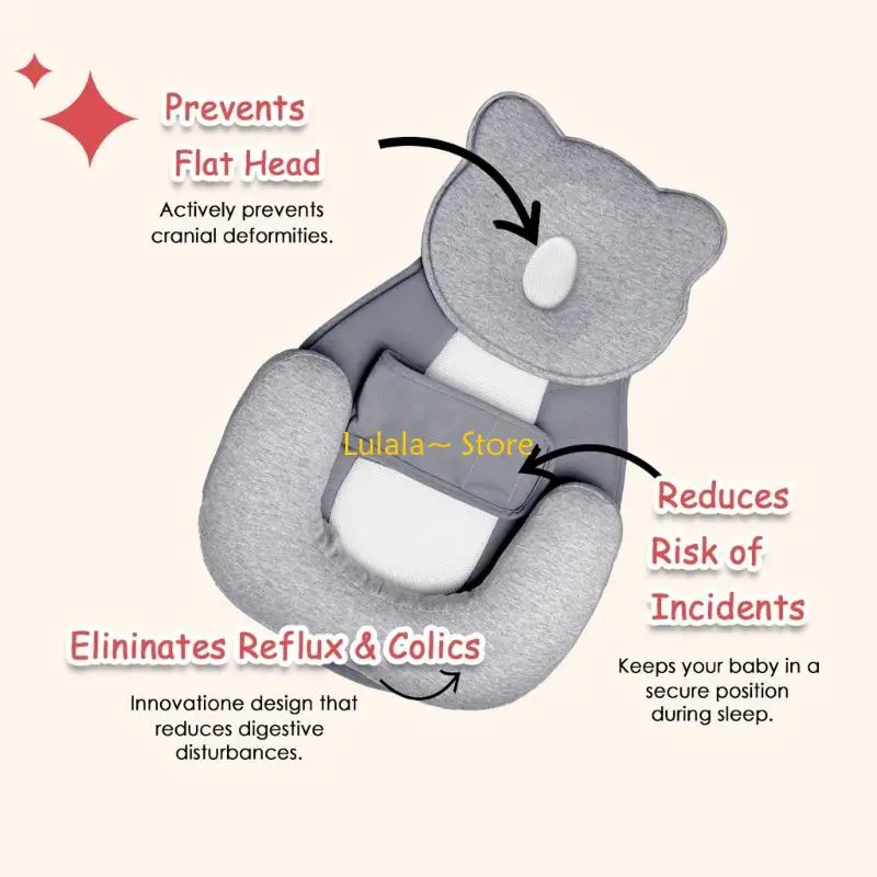 Y4QA Newborns Anti Nursing Pillow Feature Secure Support Structure Detachable