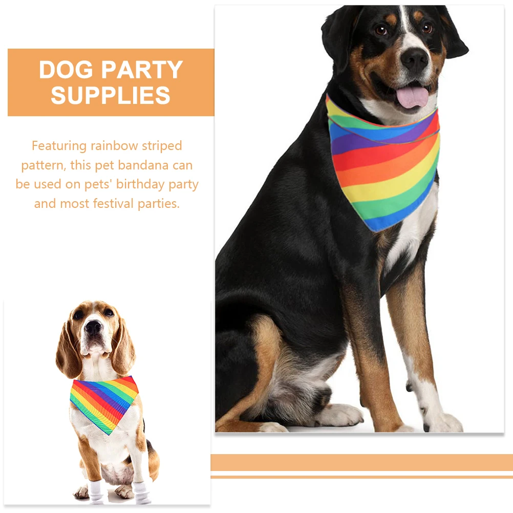 

Rainbow Triangle Scarf Dog Bandana Pet Decorations Polyester Birthday Party Supplies Triangular Bandanas for Dogs Cats Rabbits