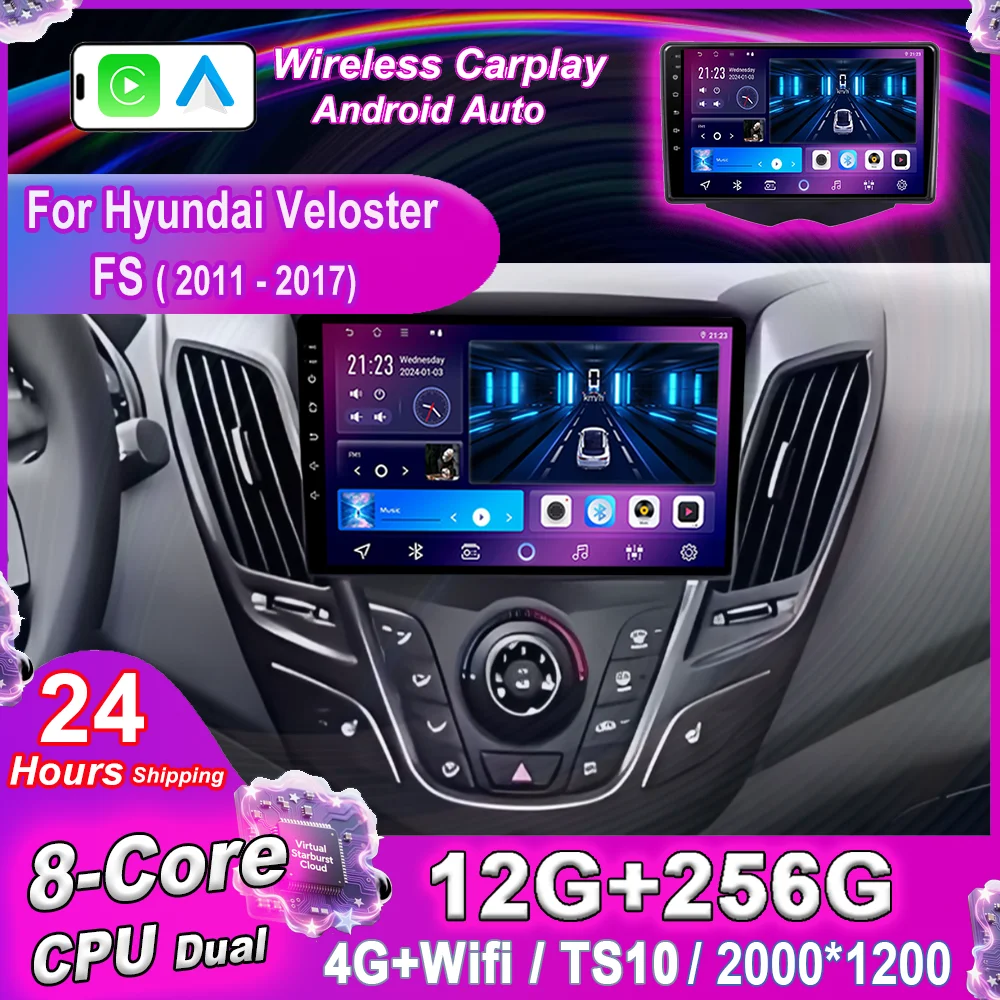 

Car Android 15 GPS Navigation For Hyundai Veloster FS 2011 -2017 Auto Radio Stereo Multimedia Player Carplay QLED Touch Screen