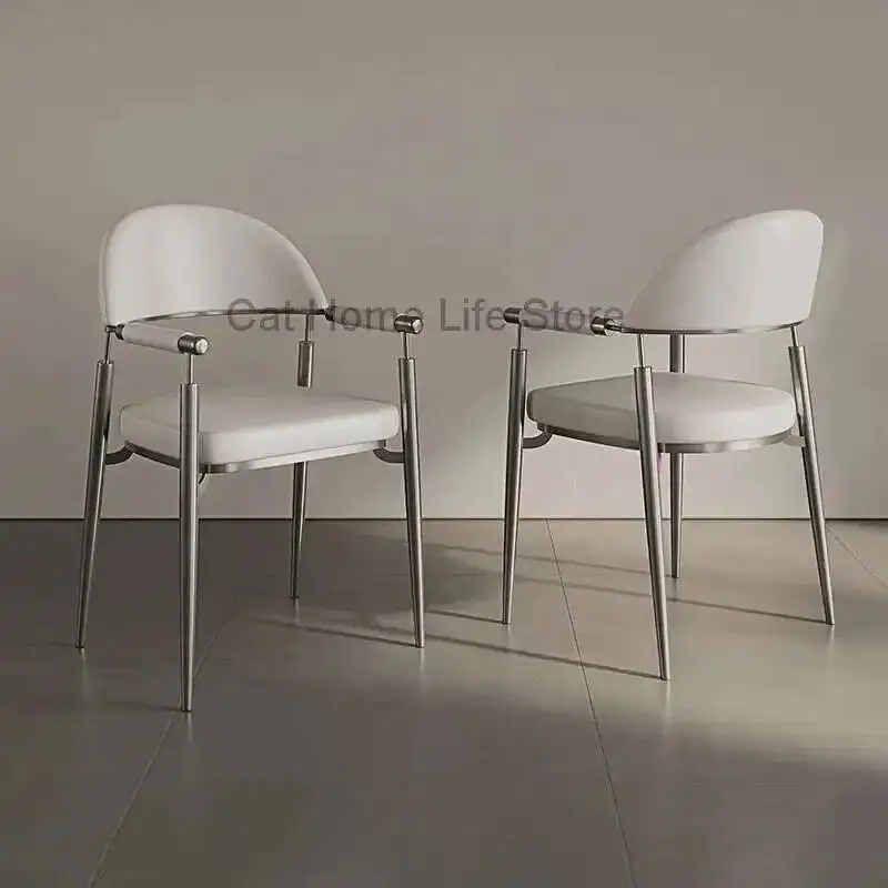 

Modern Minimalist Dining Chair Leather Design Backrest Dining Chairs Light Luxury Minimalist Restaurant Sillas Home Furniture