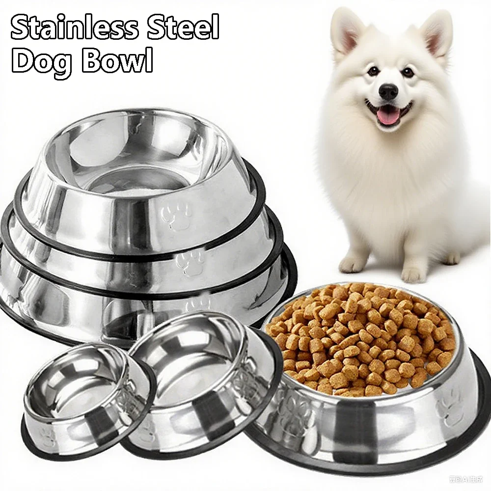 

Pet Dog Stainless Steel Bowl Feeder Skidproof Pet Feeding Bowl Cat and Dog Drinking Bowls Metal Feeder Durable Easy To Clean