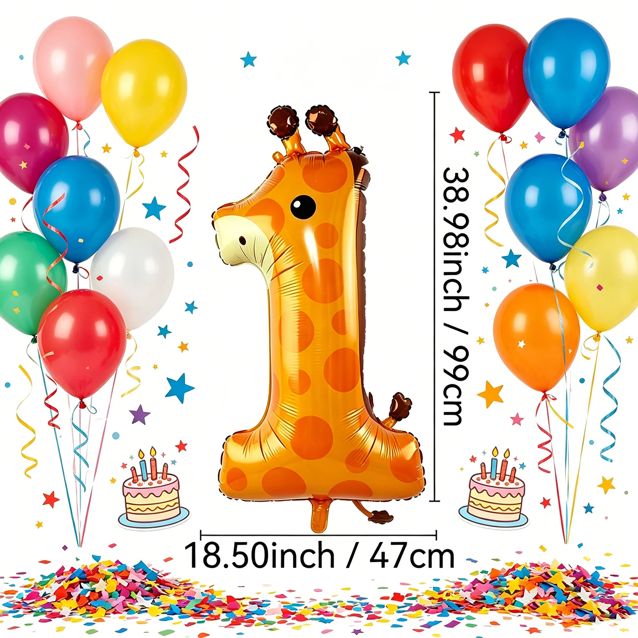 Wild One Giraffe Number 1 Foil Balloon 1st Birthday Parties Baby Show Jungle Adventure Decorations Baby Gift Giving Event view 4
