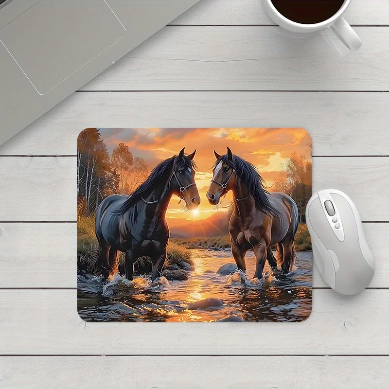 Printed Horse Pattern Mousepad, Computer Office Game Table Mats XL Rubber Anti-slip Gaming Keyboard Mousepads Desk Pads Rug
