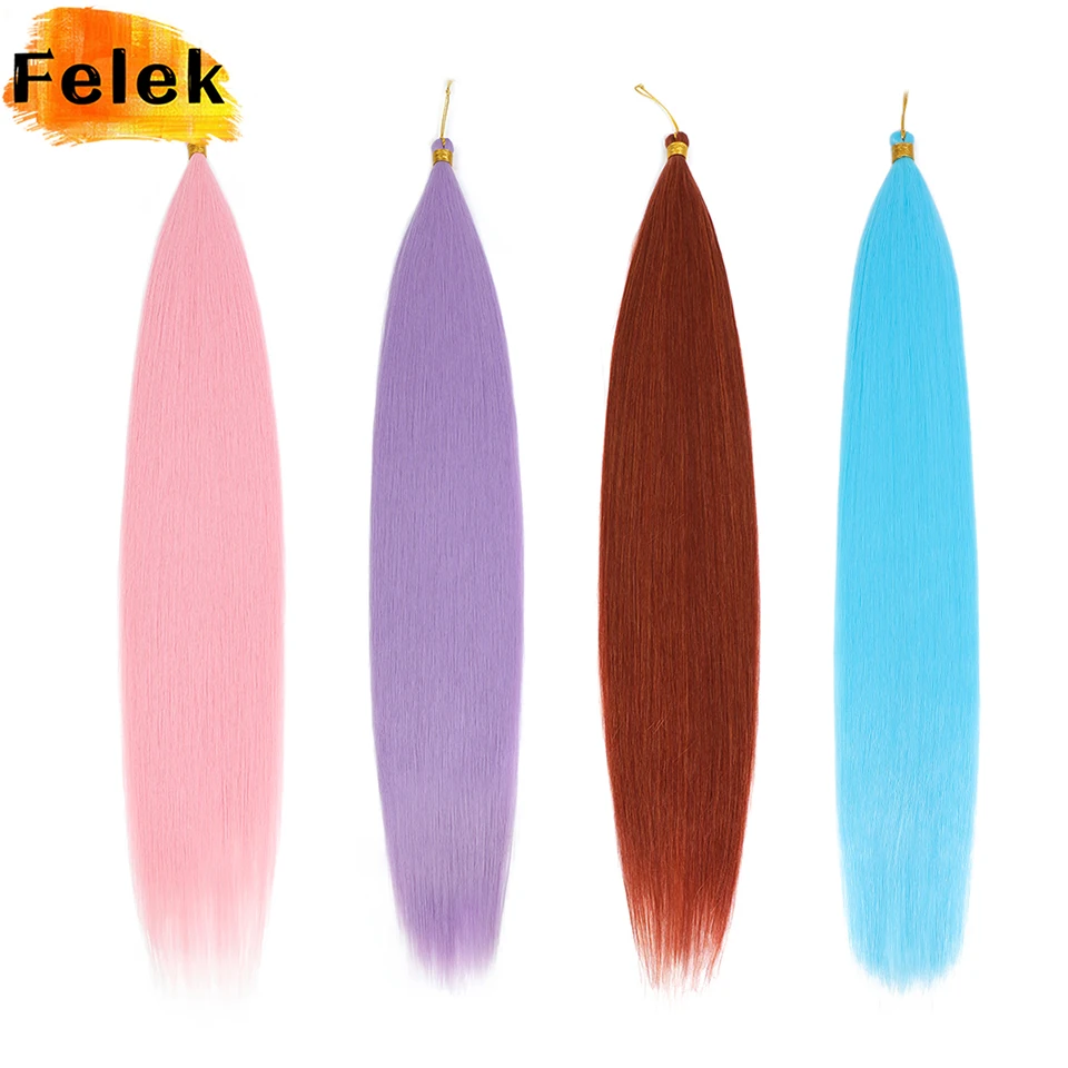 30 Inch Synthetic Bone Straight Crochet Hair Extensions Hook Braids Ariel Straight Hair Weaving 1-3 Pcs Purple Fake Hair Bundles