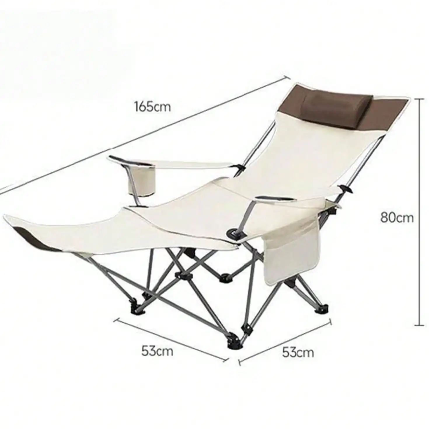 

Outdoor Folding Chair Portable Bed Free Fishing Stool Light Camping Removable Beach Recliner (White)