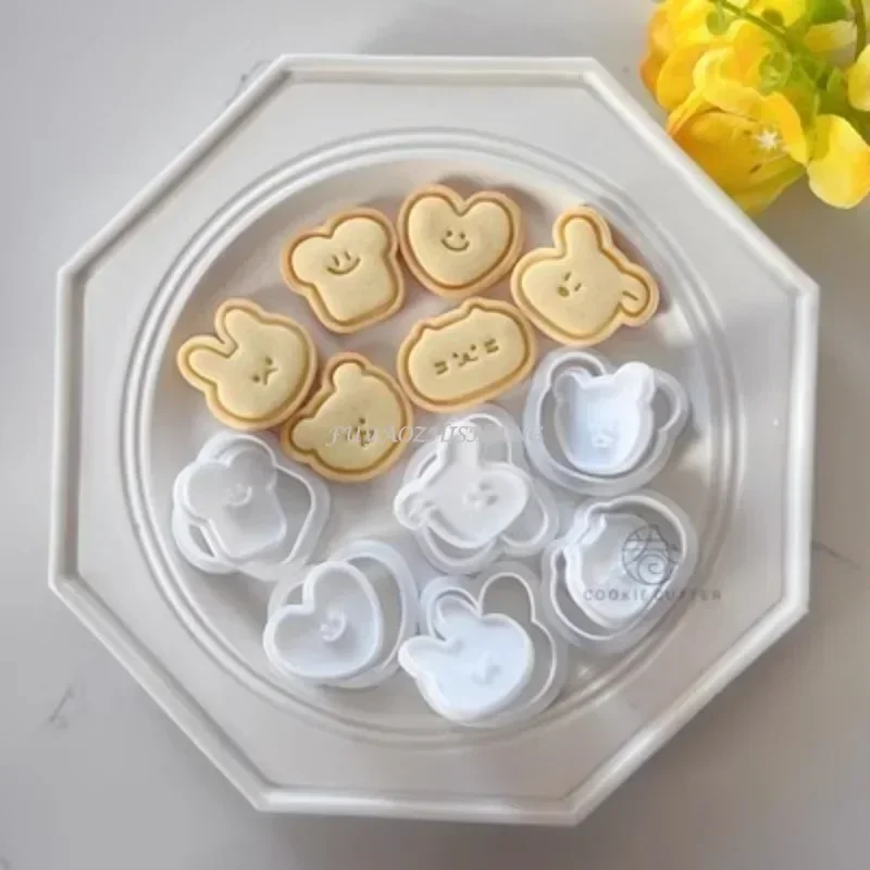 6Pcs Dog/Rabbit/Heart Animal Shaped Cookie Mold Fondant Stamp Cookie Cutter Cake Decorating Tool Baking Accessories Biscuit Mold