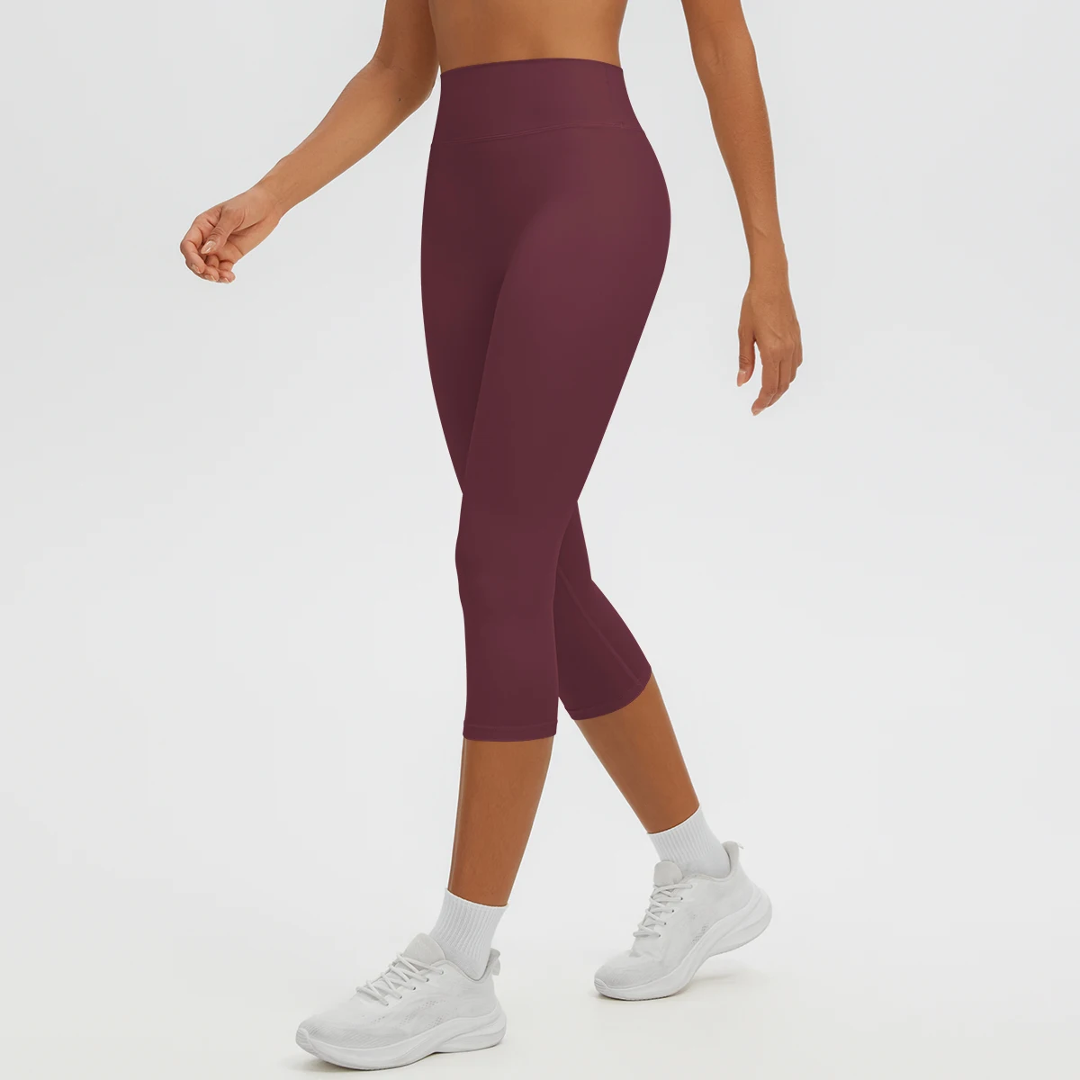 Damen-Yoga-Hosen in mittlerer Länge, einfarbig, mit hoher Dehnbarkeit, Damen-Leggings, Capri-Hosen, für Sommer, Sport, Fitnessstudio, Outdoor-Aktivitäten, Laufen, Damen-Hosen. – Detail 17