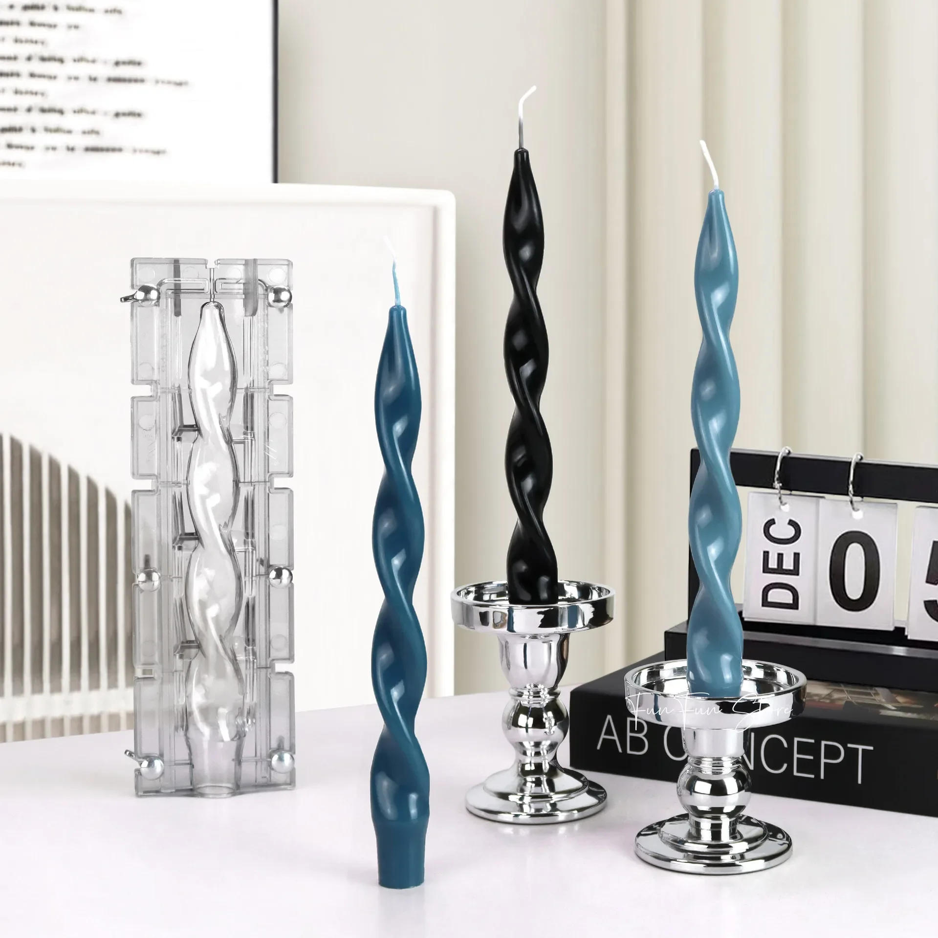 Colonne en spirale bougie parfumée acrylique moules géométrie cylindre moule en plastique pour chandelier Long pôle bricolage cadeaux maison artiste décor