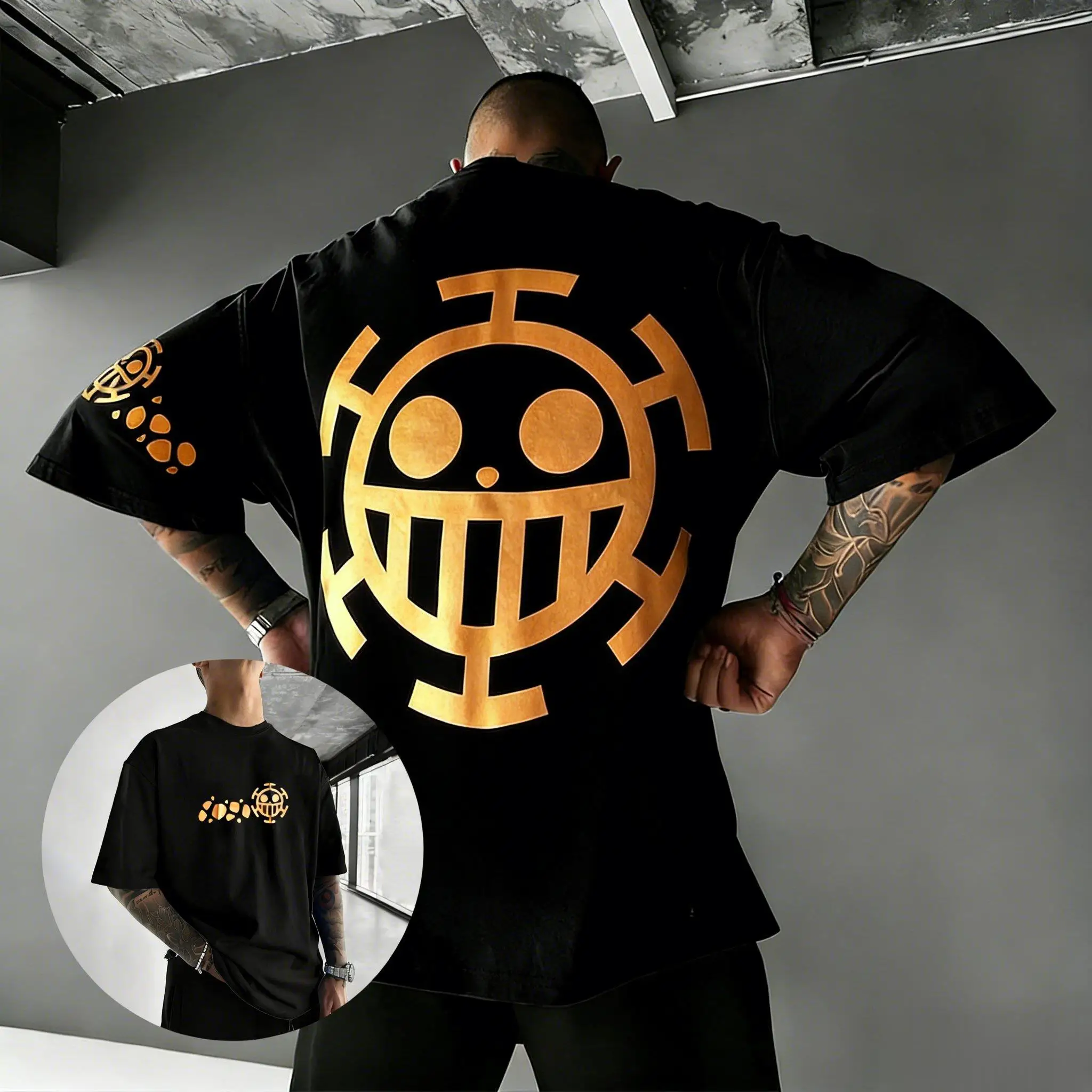 

One Piece Trafalgar Law Cotton T Shirt Casual Streetwear Anime Fans T Shirt Summer Short Sleeve Tee For Men Women