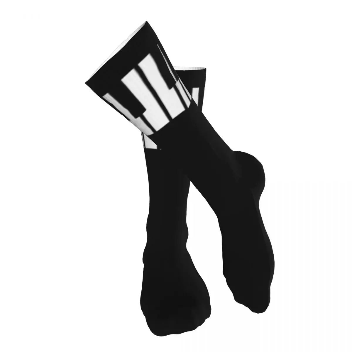 Piano Keyboard On Black Adult Stockings Moisture absorbent Suitable For Sports Soft All Seasons