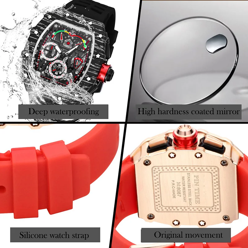أعلى العلامة التجارية ووتش الفاخرة متعددة الوظائف ساعة اليد مضيئة للماء الرياضة الهيب هوب ساعات كوارتز ساعة Relogio Masculino