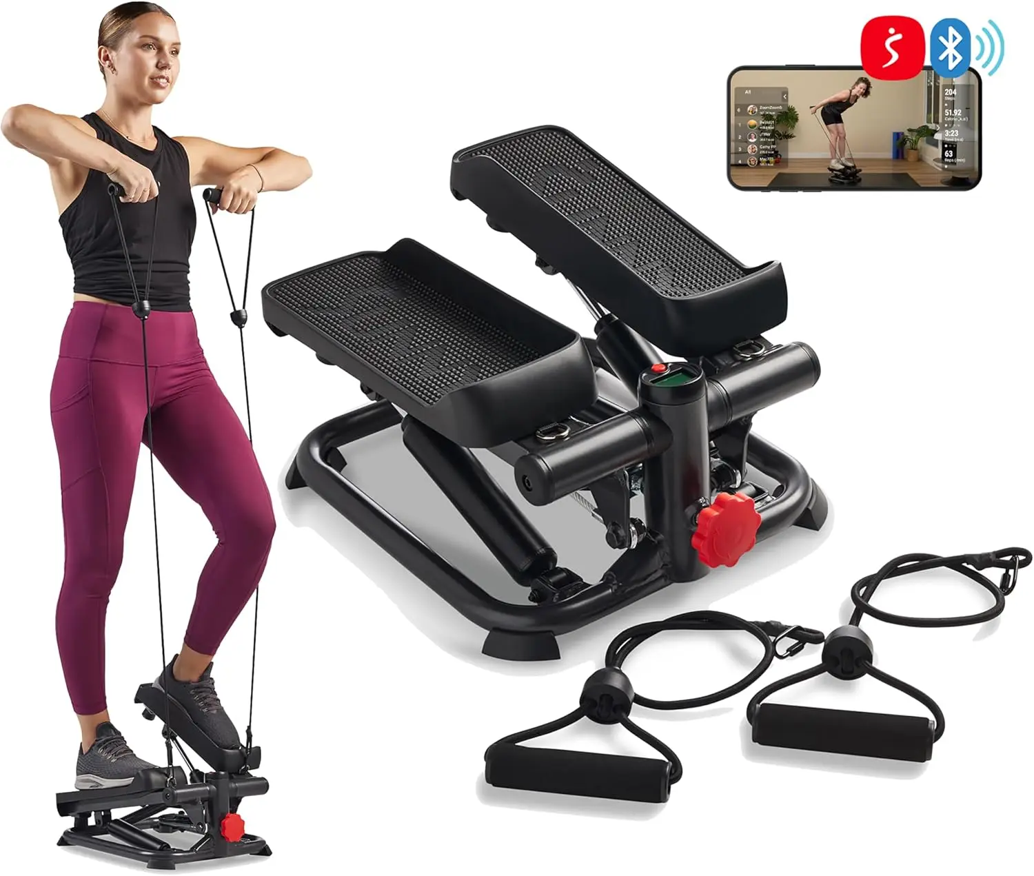 Mini Steppers for Exercise at Home, Stair Step Workout Machine, Full Body Cardio Equipment, with Optional Free SunnyFit App Conn