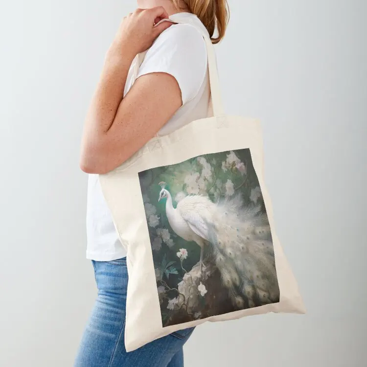 

White Peacock 02 Tote Bag shopping bag logo shopping bags foldable Women bags Customizable tote bag