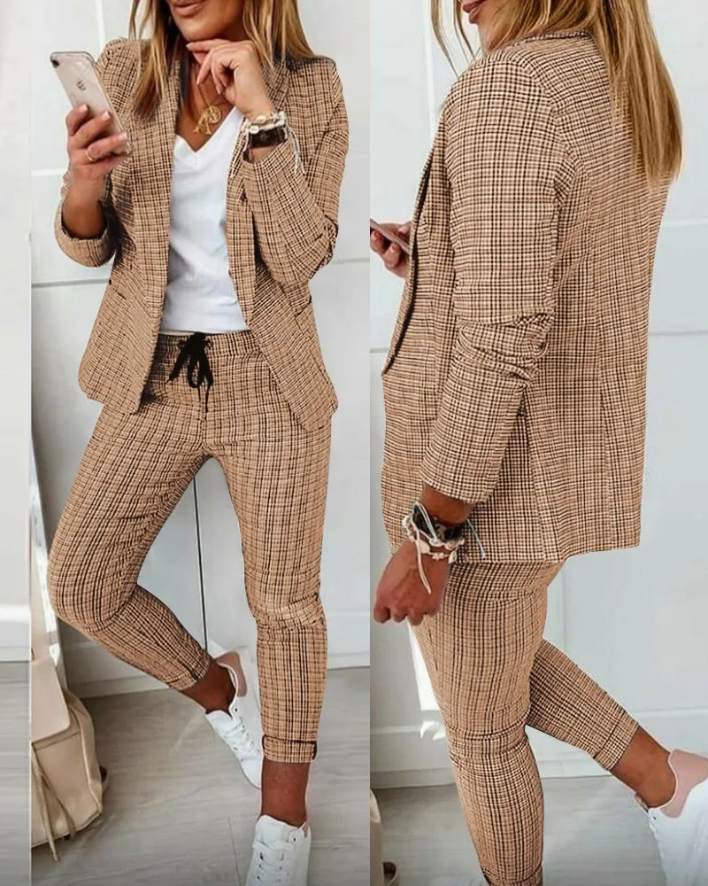 

2026 new checkered casual suit suit suit for women's wear