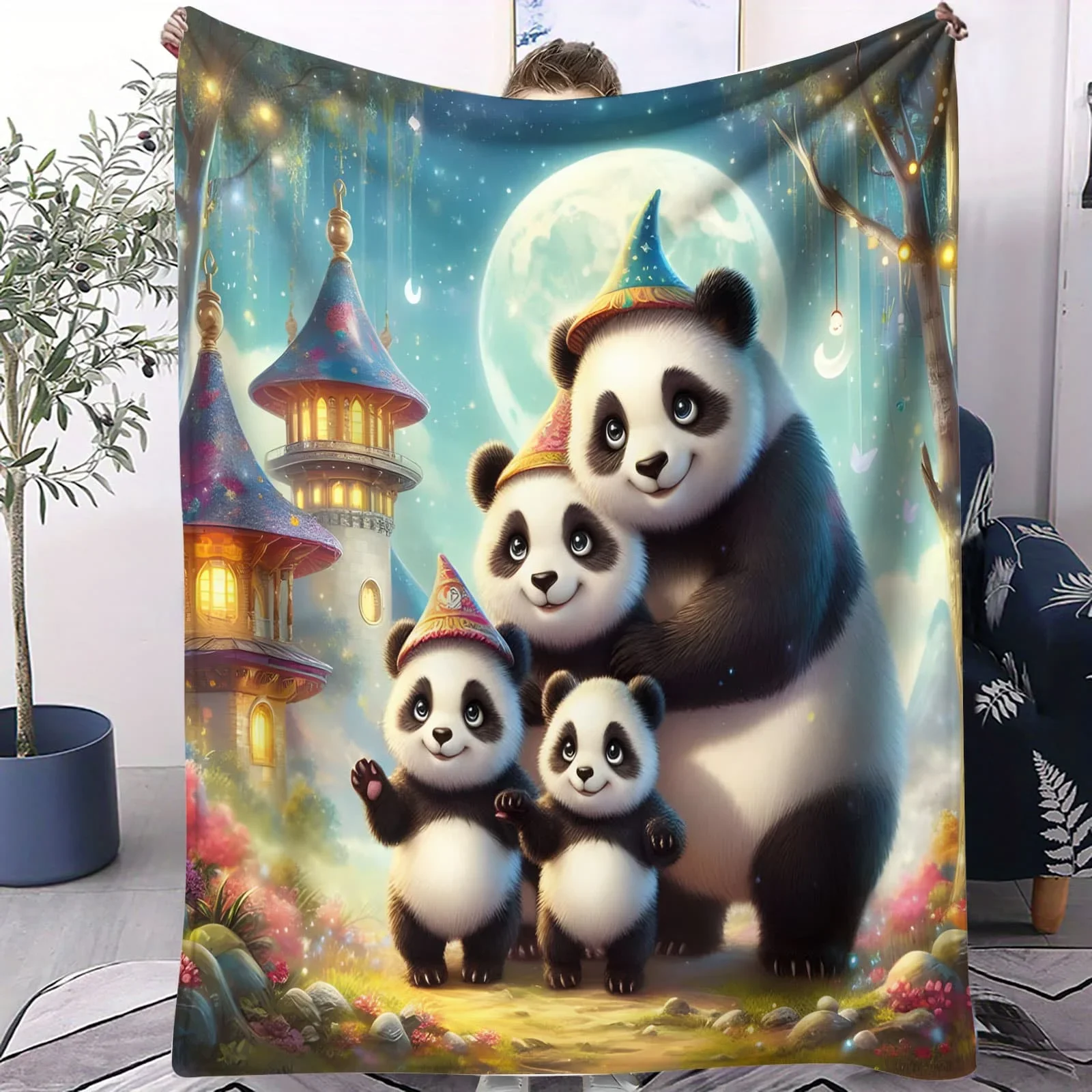 

Мягкое одеяло Hat Heart Panda - флисовое одеяло в стиле химерной фантазии для кроватей, дивана, домашнего декора, для взрослых и детей, уютный теплый подарок