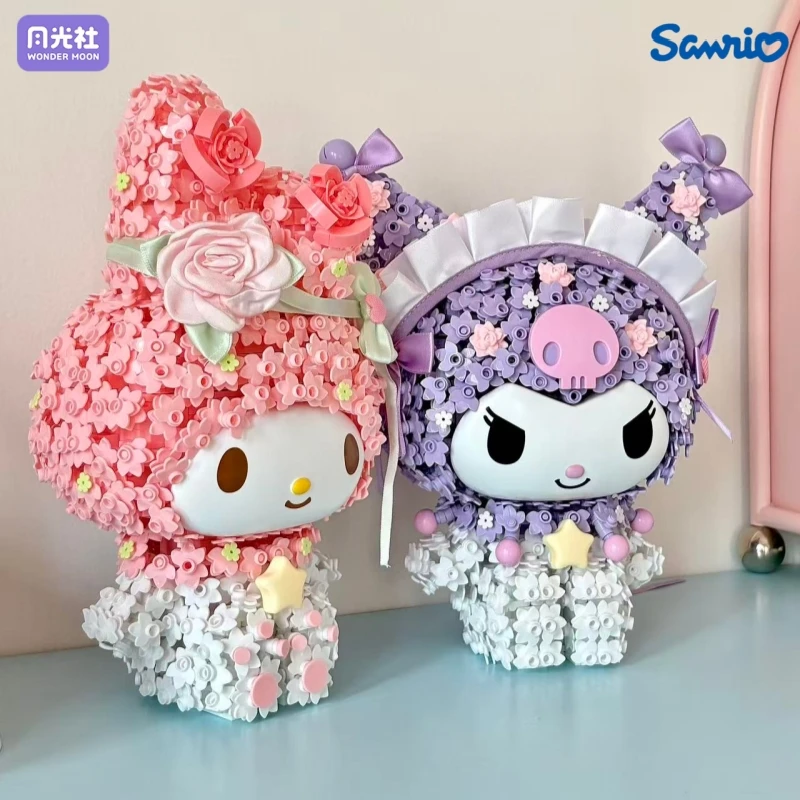 Sanrio Assembly Building Blocks My Melody Flower Cluster Kuromi General Anime Cartoon Toy Model Ornaments Children Holiday Gift