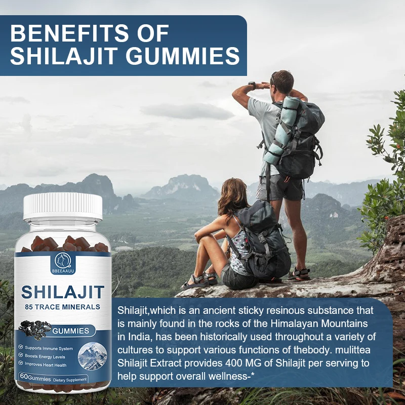 BBEEAAUU 60 Pieces Shilajit Gummies High In Mines and Fulvic Acid Healthy Memory and Brain Function