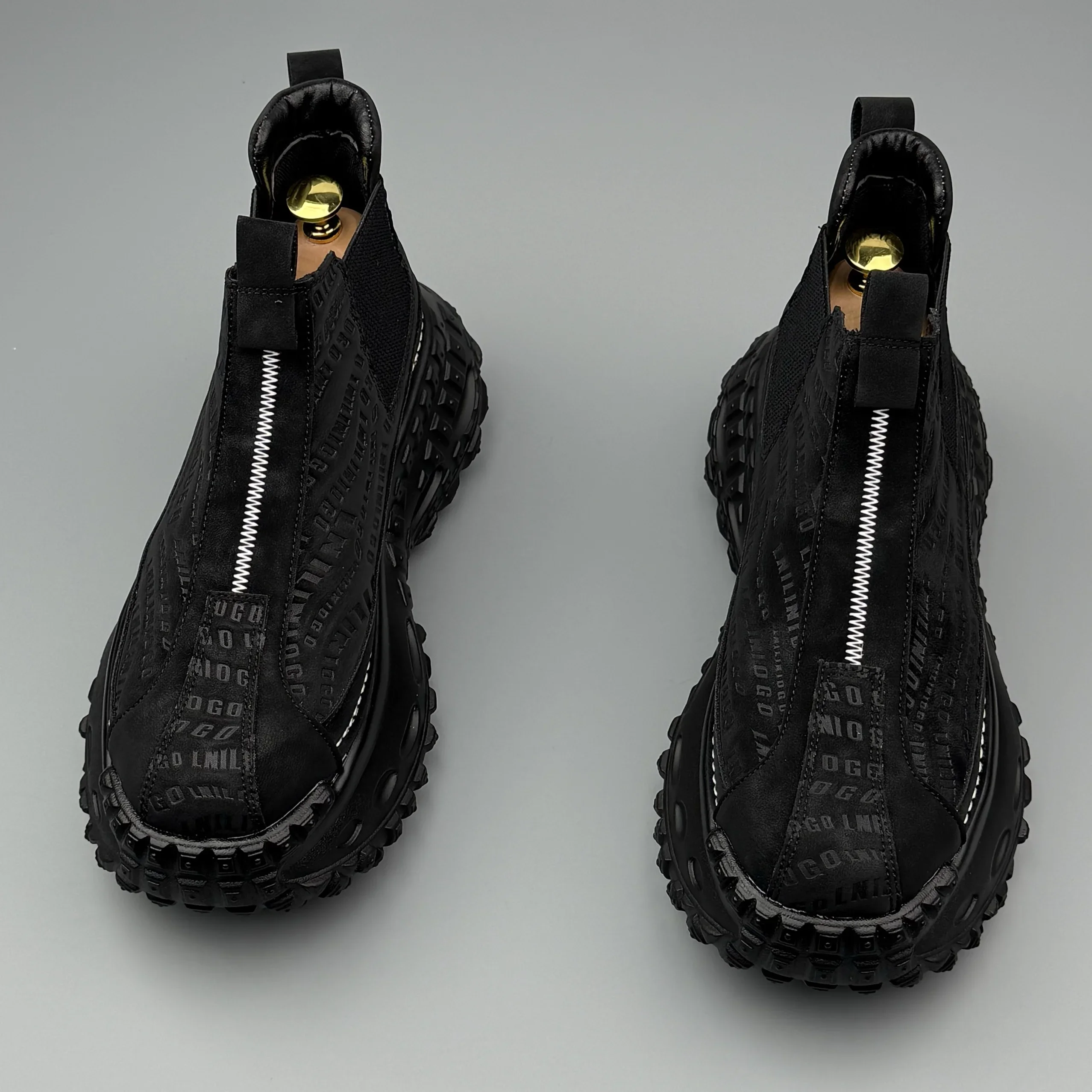 عالية الجودة الرجال منصة الأحذية مصمم الازياء عارضة عالية أعلى حذاء رجالي سميكة وحيد دراجة نارية حذاء من الجلد بوتاس الفقرة Hombre #6