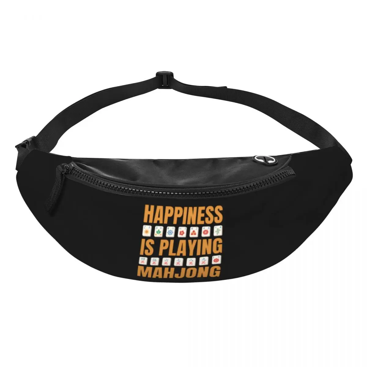 Custom Happiness Is Playing Mahjong Game Fanny Pack for Women Men Cool Crossbody Waist Bag Travel Hiking Phone Money Pouch