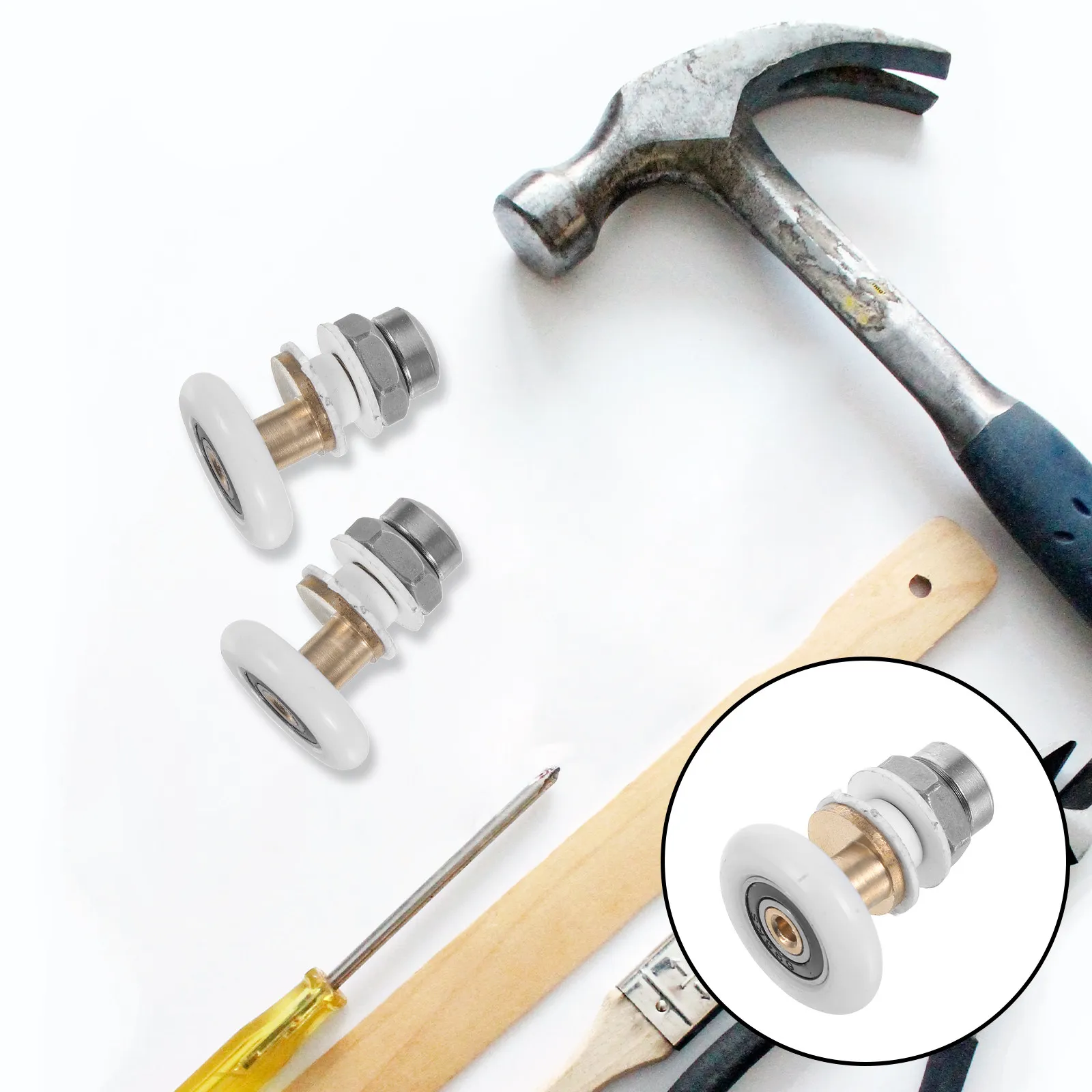 

Комплект из 4 роликов для душевых дверей 25 мм: бесшумные и плавные ролики для раздвижных стеклянных дверей, для жилых и коммерческих помещений