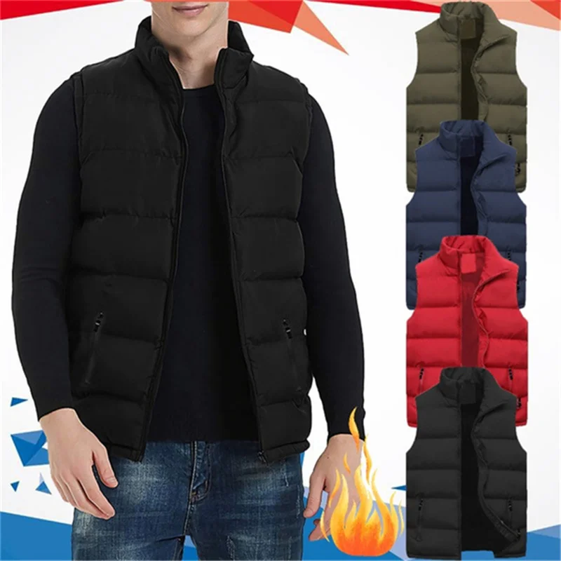 

Winter Men's Vest Jackets Solid Coat Clothing Heated Vest Sleeveless Down Jacket for Men Women's Warm Tank Top