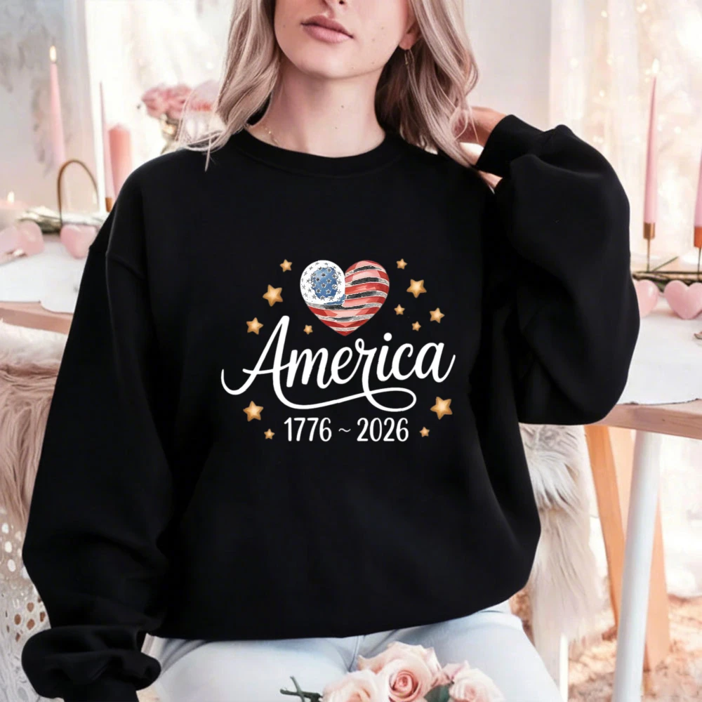 

Патриотические винтажные худи с флагом США и сердцем, к 250-летию Америки (1776-2026), подарок к 4 июля, парные, для повседневной носки