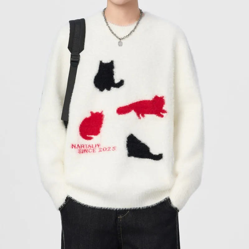 

Новинка 2023 года, мужской свитер Camere с рисунком, круглая внутренняя одежда, вязаная верхняя одежда Lazy Sle, осенне-зимняя теплая повседневная одежда