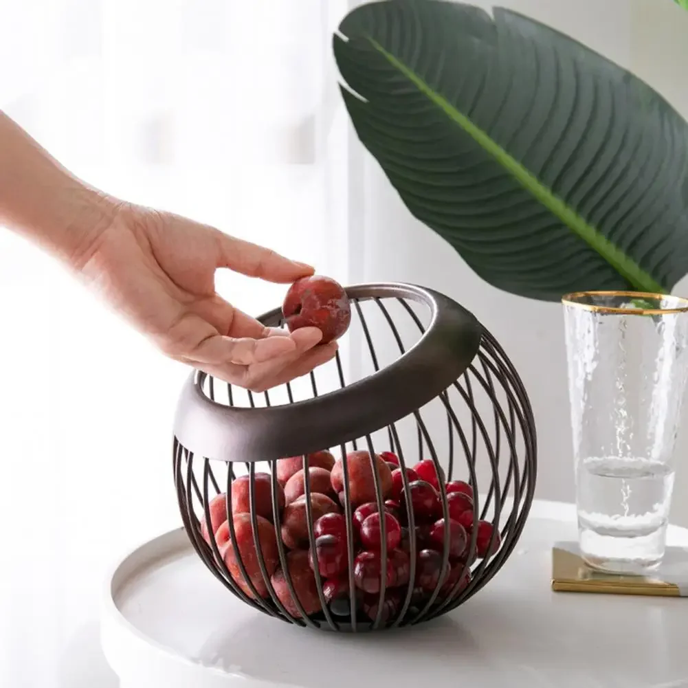 

Stainless Steel Decorative Basket Hollow Fruit Washable Nut Storage Dish Household Circular Chassis Desktop Fruits Basket