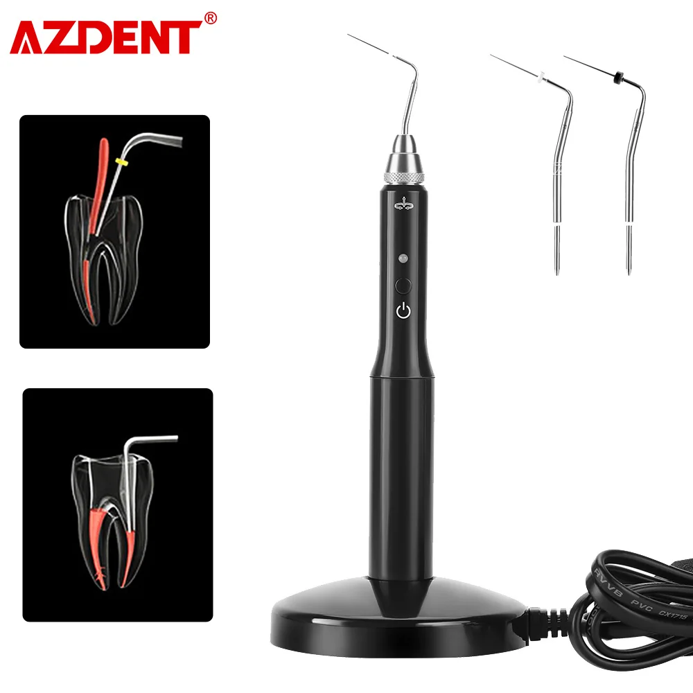 AZDENT Dental Cordless Wireless Gutta Percha Obturation System Endo Heated Pen with 2 Tips