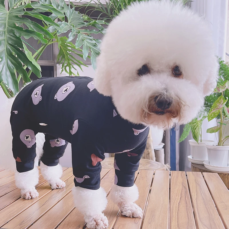 Pet Dog Jumpsuit Puppy Clothes Thin Pure Cotton Printed Overalls Protect Belly Pajamas For Small Dogs Home Wear Chihuahua Poodle