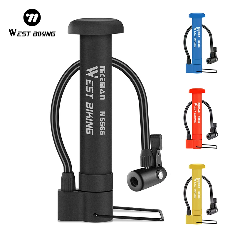 WEST BIKING Manuelle Luftpumpe für Fahrräder mit Schrader-Ventil 80PSI Fahrrad-Reifenpumpe für MTB Rennrad Bodenpumpe Zubehör