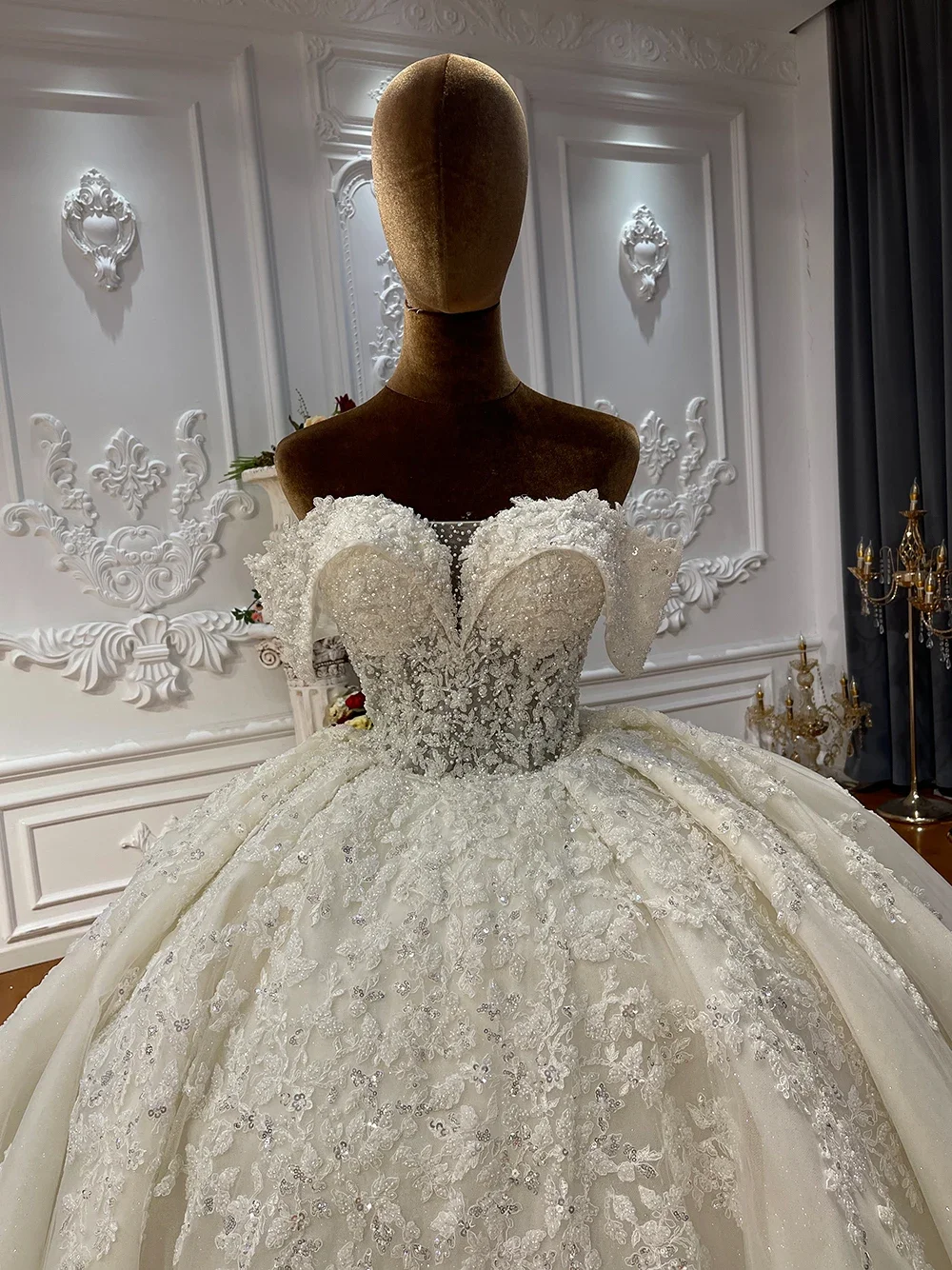 Customized 2027 Gorgeous Off The Shoulder Lace Wedding Dresses Big Ball Gown Amanda Novias Official