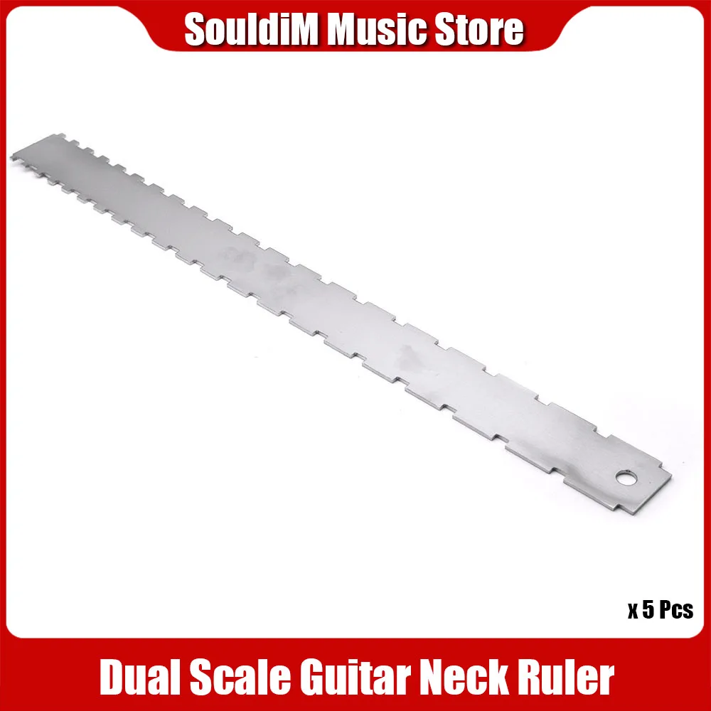 5Set Guitar Neck Notched Ruler Tool Silver Stainless Steel Guitar Neck Notched Straight Edge Tool Guitarra Accessories