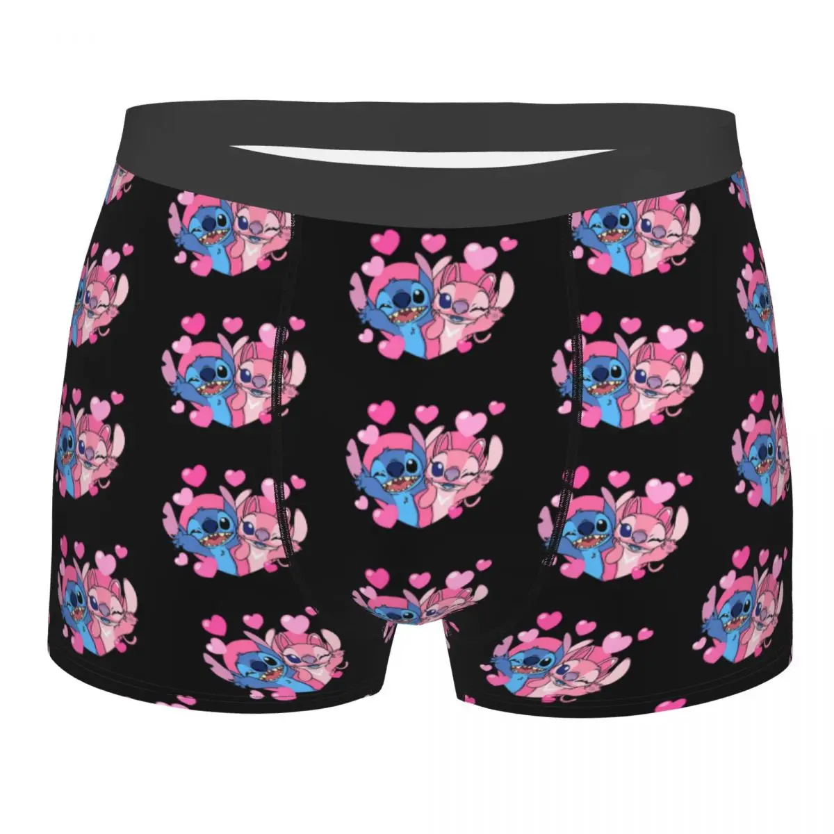 Custom Funny Stitch Angel Love Boxer Shorts Printed Quilt Underpants Cute Cartoon Comfortable Boxers Briefs Gift Men Funny Gag