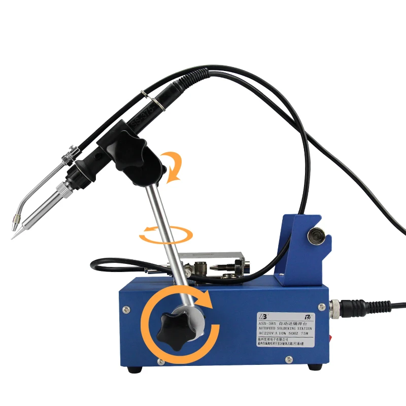 ASS-385A ดิจิตอลจอแสดงผลอัตโนมัติเครื่องบัดกรี 75W ประเภทเหยียบเท้าอัตโนมัติดีบุก Feeding ดีบุก BGA การประสาน Station