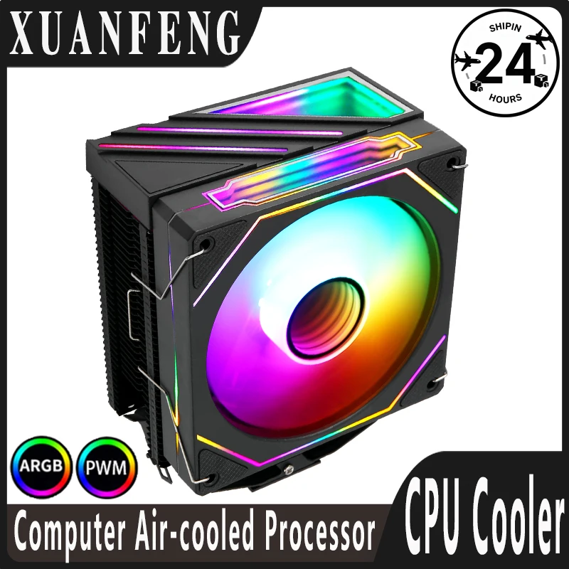 

XUANFENG Efficient Cpu Cooler Black 120mm ARGB Fan 4/6 Heat Pipe Air-cooled Ventilator Compatible LGA115x 1200 2011 x79 x99 AMD