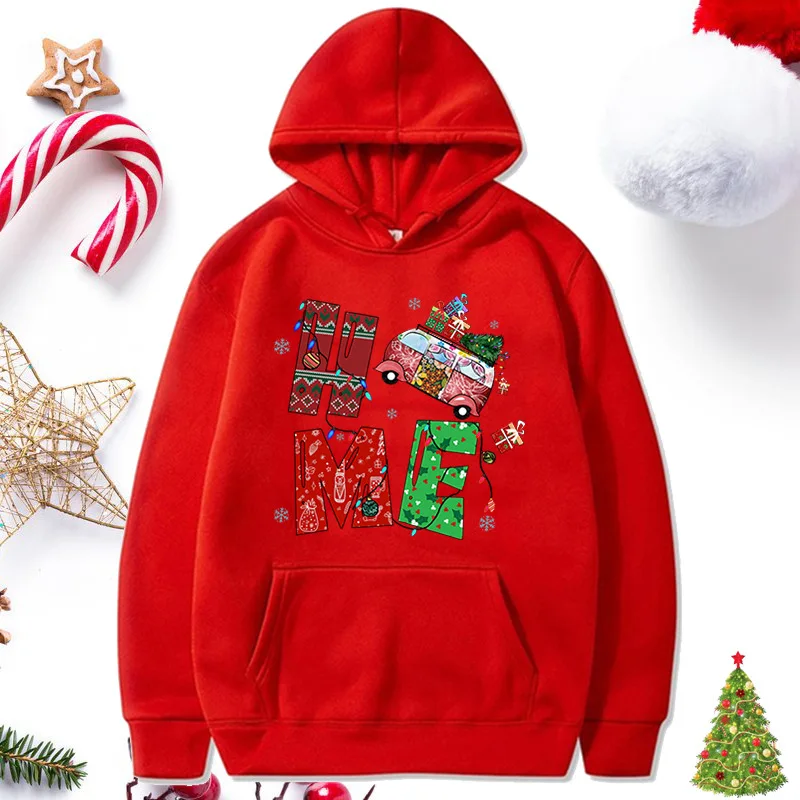 

New Merry Christmas Hoodie Men's Women's Fashion Casual Long Sleeve Hoodie Funny Letter Print Cartoon Sweatshirt Gift Sudaderas