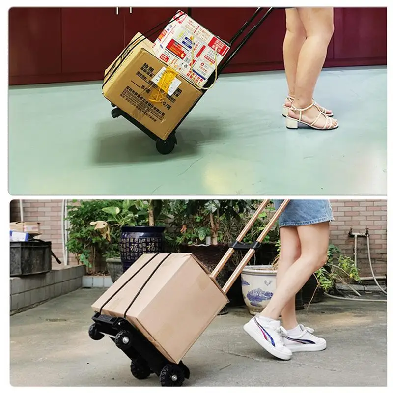 Foldable Trolley Heavy Duty Hand Truck With Backpack Luggage Cart Shopping Cart For Luggage Moving Travel Shopping