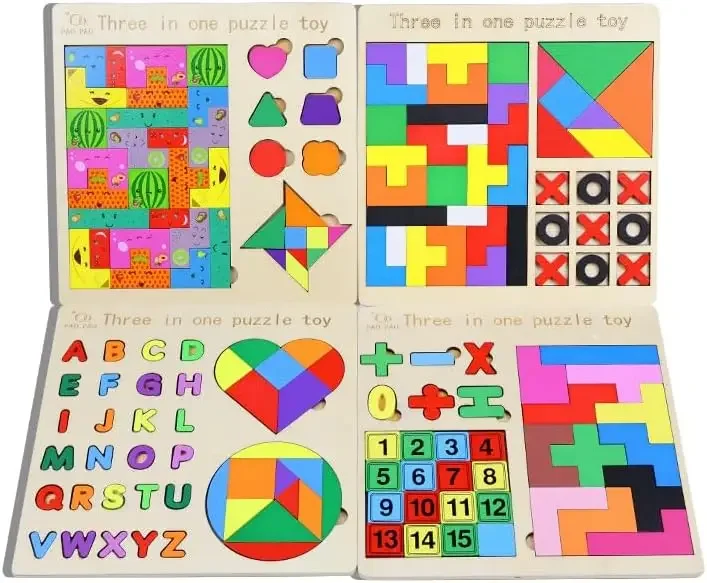 

Головоломка 3 в 1, настольная игрушка, строительные блоки, цветные DIY, умная доска, коллекция, креативный подарок, деревянные игрушки, пазлы, детские игры